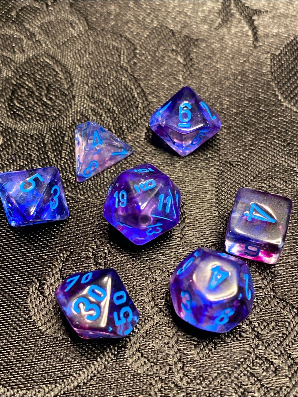 Nebula Mini-hedral Nocturnal/blue Luminary 7-Die Set